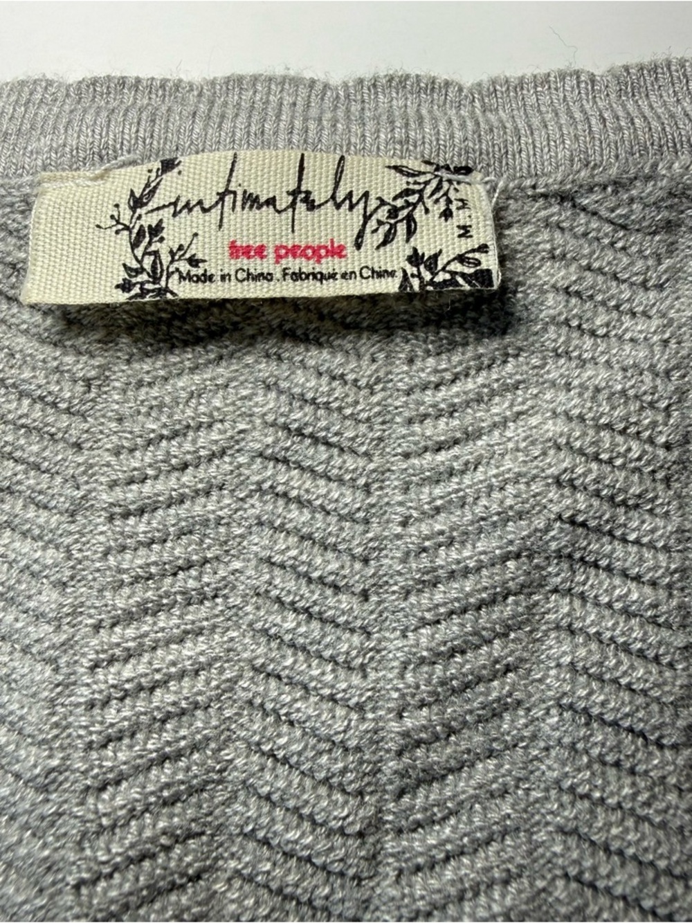 Free People Gray Scoop-Neck Textured Knit Sweater Top‎ - Picture 3 of 5
